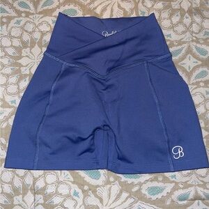 Bombshell Sportswear Tiny Waist Shorts in Denim Blue